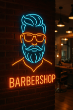 Load image into Gallery viewer, Barbershop neon sign, Neon barber sign, Barber pole neon sign, Neon hair salon sign, Neon open sign for barber shop

