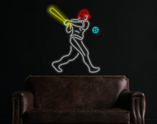 Load image into Gallery viewer, Baseball player neon sign, ballplayer neon sign, baseballer neon sign

