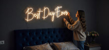 Load image into Gallery viewer, Best day ever neon sign, neon sign for wedding, neon lettering for wedding, beautiful phrase for the wedding
