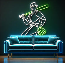 Load image into Gallery viewer, Baseball Player Mid Swing neon sign, Power Hitter neon sign Multicolor
