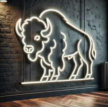 Load image into Gallery viewer, Bison neon sign, bison LED sign, buffalo LED light, neon buffalo light, bison silhouette neon, glowing bison sign, buffalo outline neon, neon buffalo wall art, bison head neon sign (Copy)
