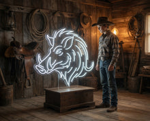 Load image into Gallery viewer, Boar Head Neon Sign, Wild Boar Head neon sign, Hog Head neon sign, Boar Trophy Head neon sign
