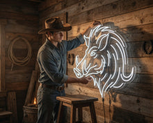 Load image into Gallery viewer, Boar Head Neon Sign, Wild Boar Head neon sign, Hog Head neon sign, Boar Trophy Head neon sign
