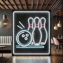 Load image into Gallery viewer, Bowling Ball &amp; Pins Neon Sign, Ten-pin neon sign, Bowling game neon sign Multicolor
