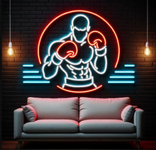 Load image into Gallery viewer, Boxer neon sign, Neon silhouette boxing
