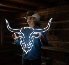 Load image into Gallery viewer, Bull Head neon sign, longhorn bull neon sign
