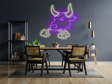 Load image into Gallery viewer, Neon bull, Bull Head Neon, Longhorn Neon Sign, Texas LongHorn Sign, Cow Neon Sign, Western Cowboy Bull neon sign, Neon Rodeo, western neon
