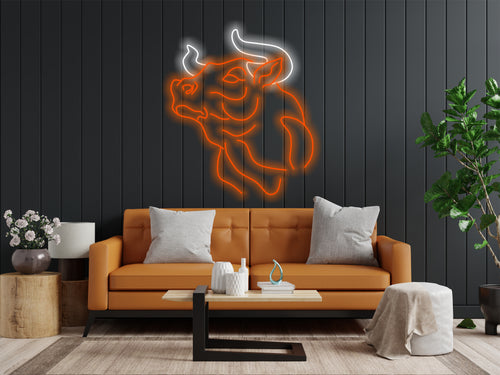 Bull neon, cow neon sign, bull head neon sign