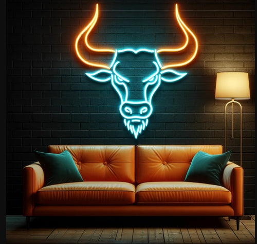 Bull head neon sign