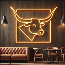 Load image into Gallery viewer, Bull neon sign, longhorn neon sign, bull neon light, Cow neon sign, Neon bull head sign, Western-themed neon sign, texas neon sign
