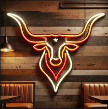 Load image into Gallery viewer, Longhorn Silhouette Neon Sign, Bull head outline neon sign, Steer horns neon sign Multicolor
