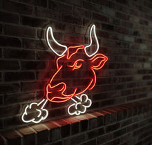 Load image into Gallery viewer, Bull Head Neon sign, Longhorn Neon Sign, Texas LongHorn Sign, Cow Neon Sign, Western Cowboy Bull neon sign, Neon Rodeo, western neon
