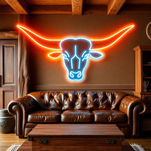 Load image into Gallery viewer, Longhorn Bull Head Neon Sign, Texas longhorn neon sign, Steer head neon sign Multicolor
