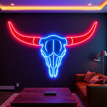 Load image into Gallery viewer, Longhorn Cattle Skull neon sign, Prairie Skull neon sign, Frontier Skull neon sign
