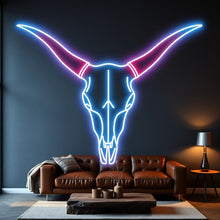 Load image into Gallery viewer, Longhorn Skull neon sign, Bull Skull neon sign, Western Skull neon sign Multicolor
