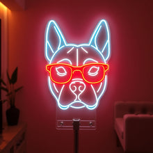 Load image into Gallery viewer, Bulldog Head Glasses Neon Sign, Shades dog neon sign, Cool canine neon sign
