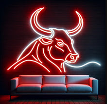Load image into Gallery viewer, Bull head neon sign, Cowboy neon light, Western-themed neon art
