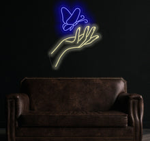 Load image into Gallery viewer, Hand with Butterfly Neon Sign, Hand With Butterfly LED Light, Hand With Butterfly Light, Hand With Butterfly For Woman Bedroom

