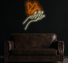 Load image into Gallery viewer, Hand with Butterfly Neon Sign, Hand With Butterfly LED Light, Hand With Butterfly Light, Hand With Butterfly For Woman Bedroom
