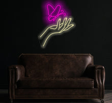 Load image into Gallery viewer, Hand with Butterfly Neon Sign, Hand With Butterfly LED Light, Hand With Butterfly Light, Hand With Butterfly For Woman Bedroom
