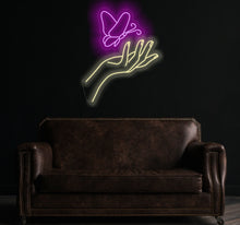 Load image into Gallery viewer, Hand with Butterfly Neon Sign, Hand With Butterfly LED Light, Hand With Butterfly Light, Hand With Butterfly For Woman Bedroom

