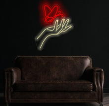 Load image into Gallery viewer, Hand with Butterfly Neon Sign, Hand With Butterfly LED Light, Hand With Butterfly Light, Hand With Butterfly For Woman Bedroom
