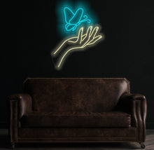 Load image into Gallery viewer, Hand with Butterfly Neon Sign, Hand With Butterfly LED Light, Hand With Butterfly Light, Hand With Butterfly For Woman Bedroom
