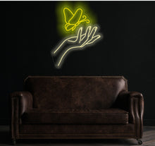 Load image into Gallery viewer, Hand With Butterflie Neon Sign, Hand With Butterflie LED Light, Hand With Butterflie Light, Hand With Butterflie For Woman Bedroom
