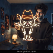 Load image into Gallery viewer, Cowboy Cat Neon Sign, Western kitten neon sign, Rodeo cat neon sign (Copy)
