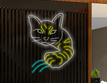 Load image into Gallery viewer, Neon cat sign, Cat-shaped neon sign, Cat neon light, Neon cat wall decor, Kitty neon sign, Neon sign with cat, Cat lover neon sign
