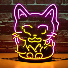 Load image into Gallery viewer, Cat neon sign, cat neon light, cat led light, cat neon, kitty neon sign, cat home decor neon sign, Contemporary cat neon deco
