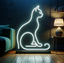 Load image into Gallery viewer, Cat neon sign, cat neon light, neon cat silhouette, cat-shaped neon sign, neon kitty sign, neon pet sign, kitty-shaped neon light
