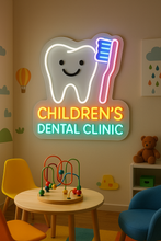 Load image into Gallery viewer, Children’s Dental Clinic Tooth neon sign, Pediatric Dentist neon sign, Kids Dental Care neon sign Multicolor
