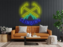 Load image into Gallery viewer, Сlimbing logo neon sign, Neon sign for rock climbers, Neon light for climbing enthusiasts, Climber&#39;s neon sign, Neon for rock climbing fans
