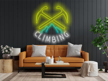 Load image into Gallery viewer, Сlimbing logo neon sign, Neon sign for rock climbers, Neon light for climbing enthusiasts, Climber&#39;s neon sign, Neon for rock climbing fans
