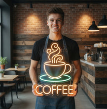 Load image into Gallery viewer, Coffee Cup neon sign, Fresh Brew neon sign, Steamy Mug neon sign
