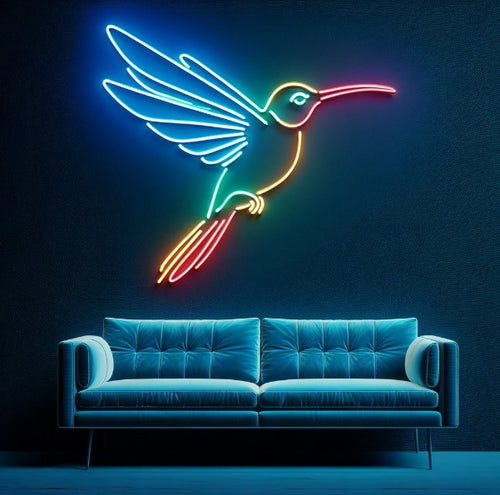 Neon hummingbird sign