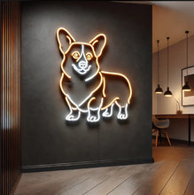 Load image into Gallery viewer, Corgi Puppy neon sign, Cardigan Welsh Corgi neon sign, Smiling Corgi neon sign
