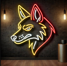 Load image into Gallery viewer, Coyote head neon sign, coyote angry neon light, coyote neon sign decor, coyote neon sign for sale, coyote neon sign custom, coyote neon sign art, coyote neon sign vintage, coyote neon sign LED, coyote neon sign bar, coyote neon sign
