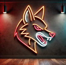 Load image into Gallery viewer, Coyote head neon sign, coyote angry neon light, coyote neon sign decor, coyote neon sign for sale, coyote neon sign custom, coyote neon sign art, coyote neon sign vintage, coyote neon sign LED, coyote neon sign bar, coyote neon sign
