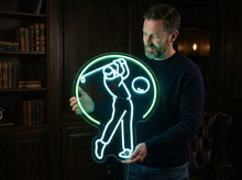 Load image into Gallery viewer, Golf Swing neon sign, Putter Motion neon sign, Links Golfer neon sign
