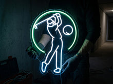 Load image into Gallery viewer, Golf Swing neon sign, Putter Motion neon sign, Links Golfer neon sign
