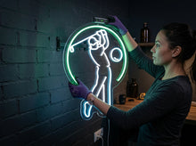Load image into Gallery viewer, Golf Swing neon sign, Putter Motion neon sign, Links Golfer neon sign
