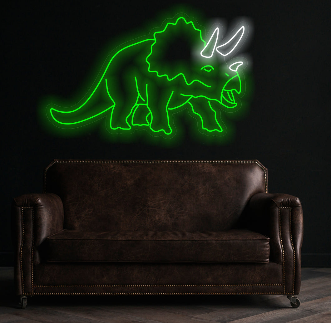 Dinosaur triceratops neon sign