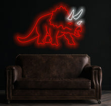 Load image into Gallery viewer, Dinosaur triceratops neon sign, Dinosaur neon sign, animal neon sign
