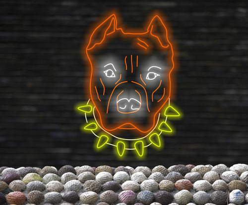 American Pitbull Terrier Face Neon sign, Dog Pets Neon Sign