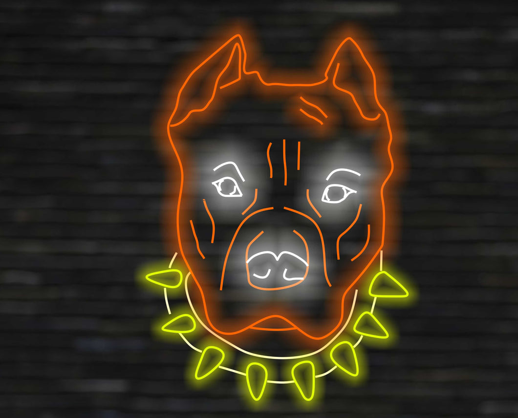American Pitbull Terrier Face Neon sign, Dog Pets Neon Sign, Dog Neon Sign, Neon bulldog sign, Pitbull neon light, Custom dog neon light