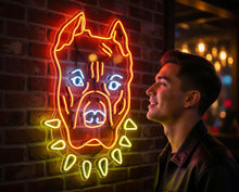 Load image into Gallery viewer, American Pitbull Terrier Face Neon sign, Dog Pets Neon Sign, Dog Neon Sign, Neon bulldog sign, Pitbull neon light, Custom dog neon light
