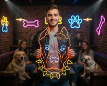 Load image into Gallery viewer, American Pitbull Terrier Face Neon sign, Dog Pets Neon Sign, Dog Neon Sign, Neon bulldog sign, Pitbull neon light, Custom dog neon light
