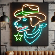 Load image into Gallery viewer, Cowboy Dog neon sign, Western Dog neon sign, Dog With Cowboy Hat neon sign Multicolor
